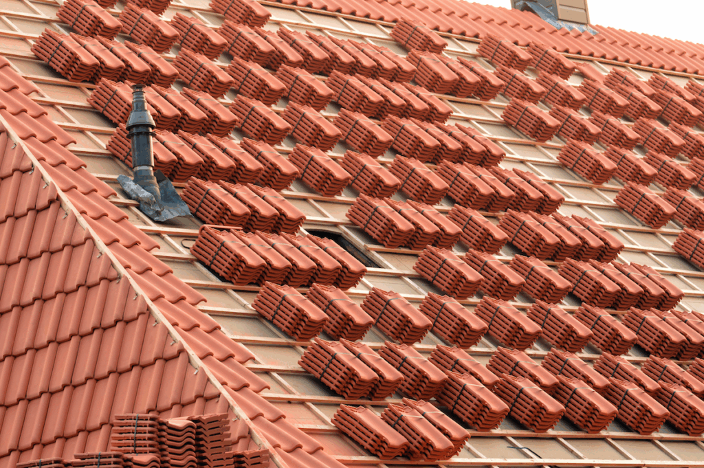 Tile roof restoration near me in progress