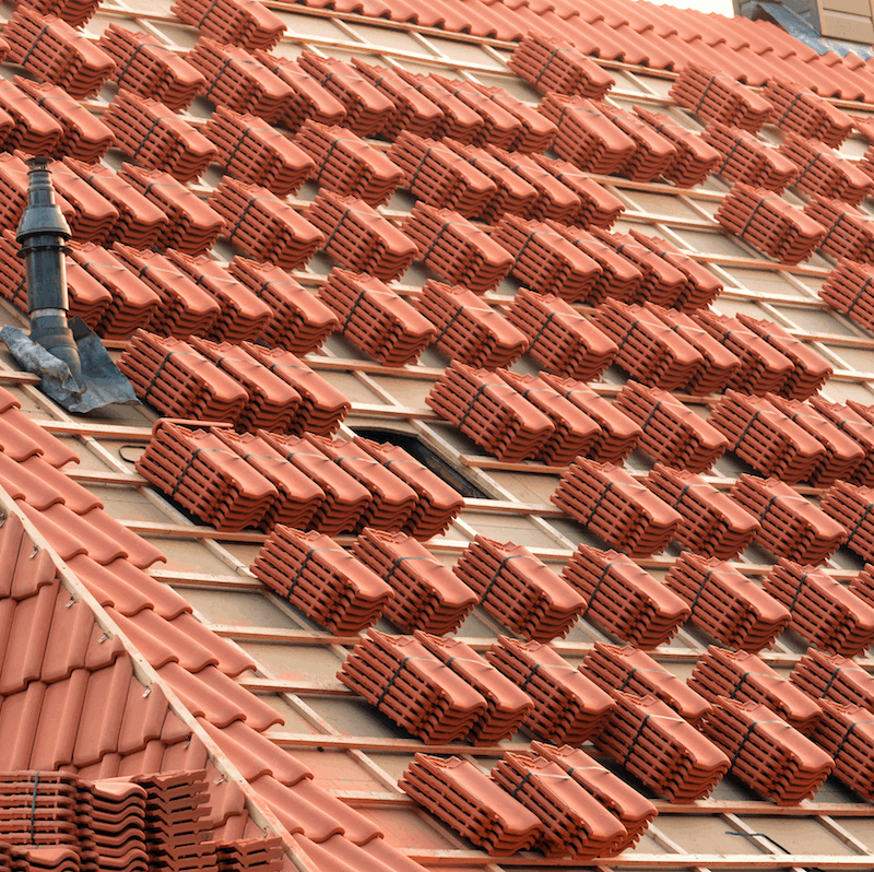 Tile roof restoration near me in progress
